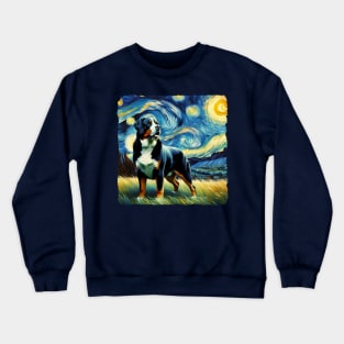 Starry Greater Swiss Mountain Dog Portrait - Pet Portrait Crewneck Sweatshirt